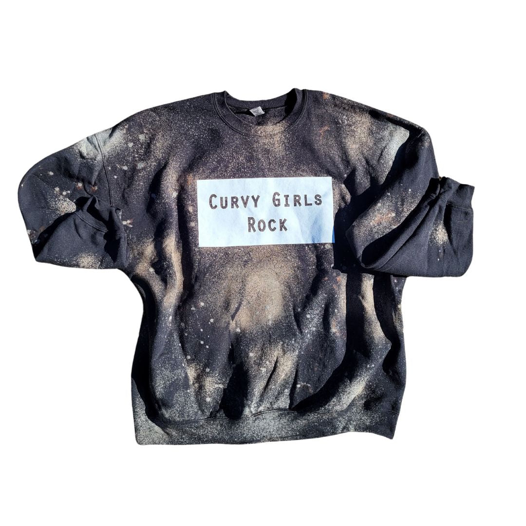 Curvy Girls Rock Distressed Logo Crew