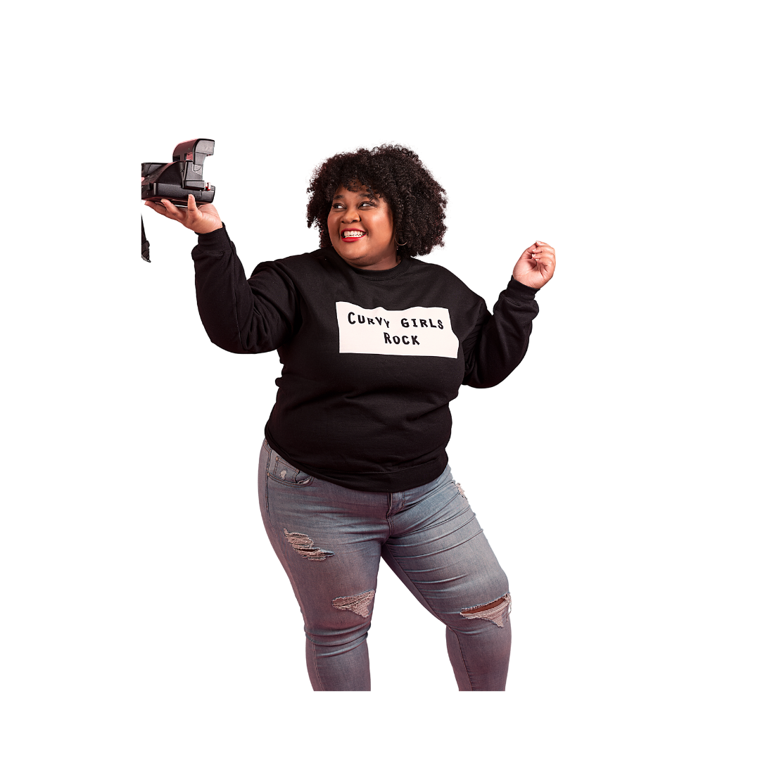 Curvy Girls Rock Logo Crew - Black